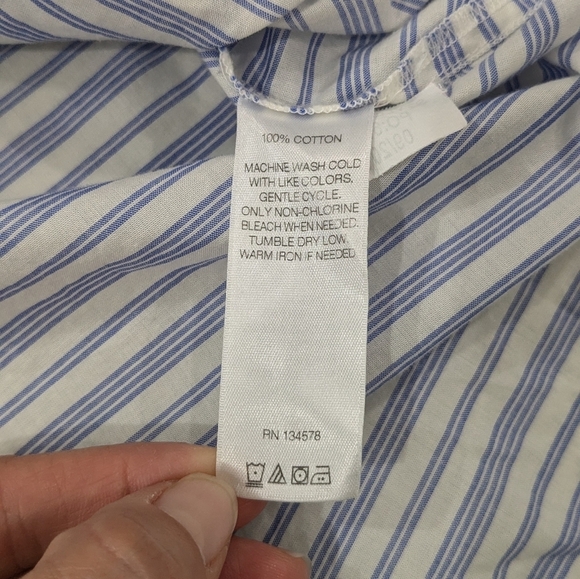 Vineyard Vines Woman Blue White Striped Long Sleeve Top Blouse Embroidery M - Picture 8 of 11